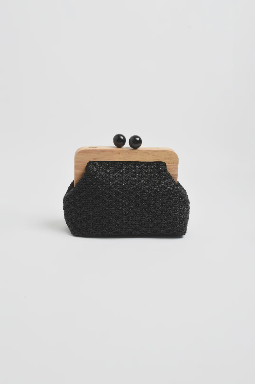 Nelly Weave Timber Clutch - Black