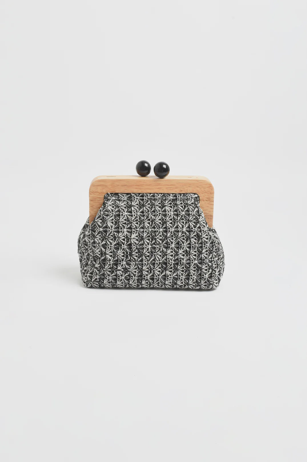 Nelly Weave Timber Clutch - Black/White