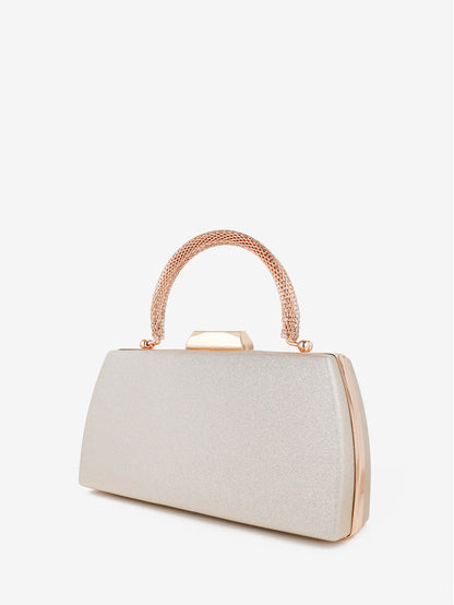 Nuvia Duo Top Handle Clutch Bag in Gold