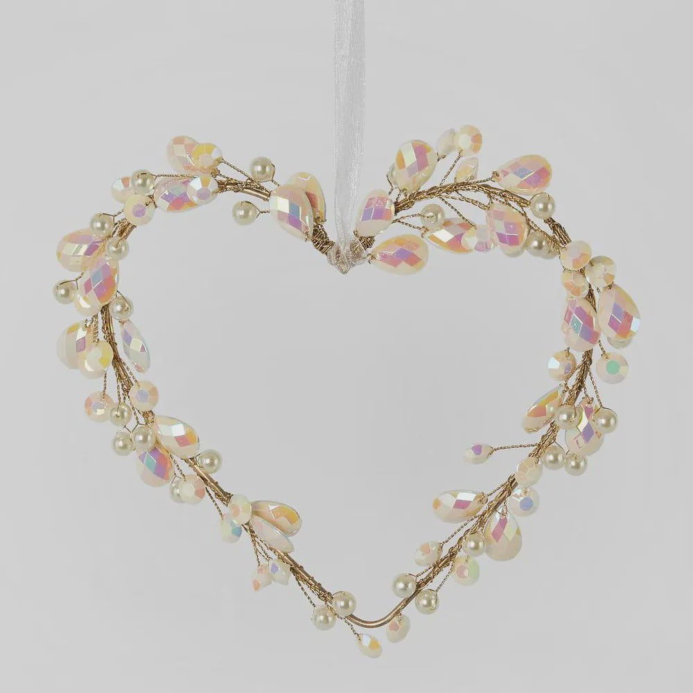 Opal Gem Hanging Heart Decoration