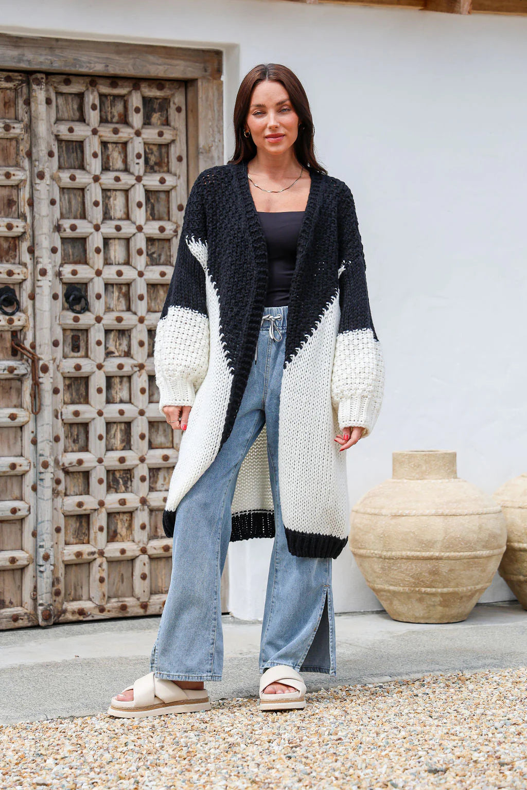 Getaway Long Cardigan - Oreo