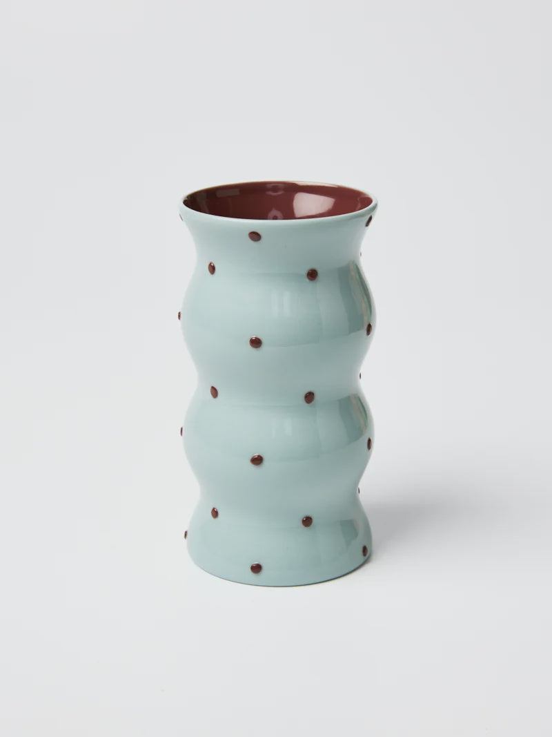 Palma Vase - Blue Brown Dotty