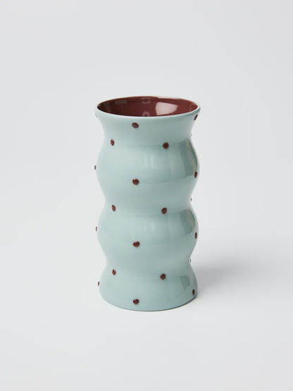 Palma Vase - Blue Brown Dotty
