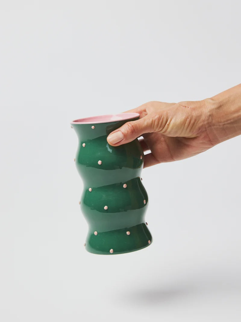 Palma Vase - Green Pink Dotty
