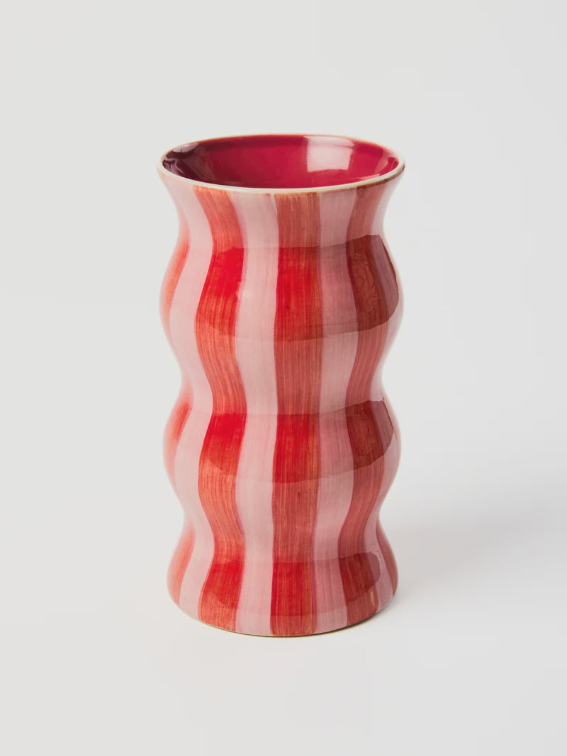 Palma Pink Red Stripe Vase