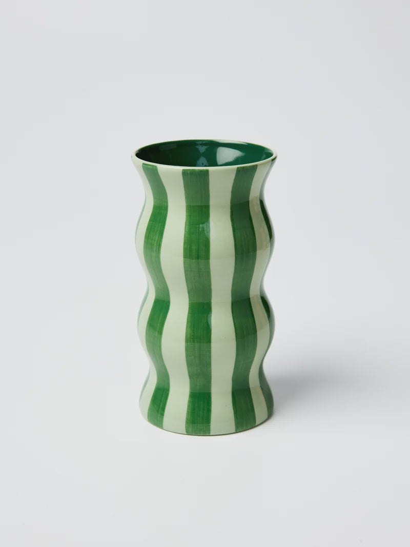Palma Vase- Tonal Green Stripe