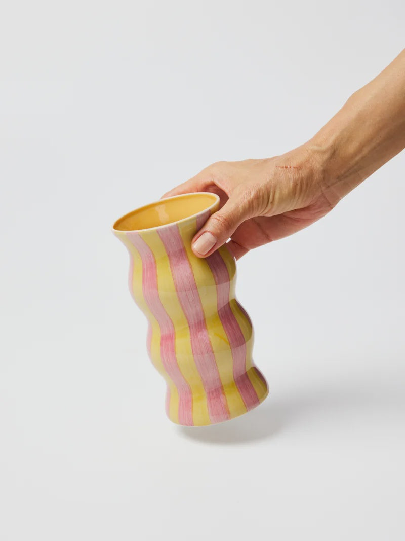 Palma Vase - Yellow Pink Stripe