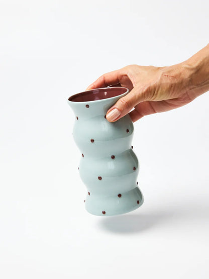 Palma Vase - Blue Brown Dotty