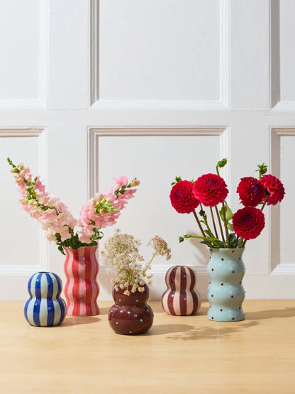 Palma Vase - Blue Brown Dotty