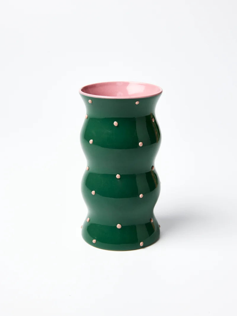 Palma Vase - Green Pink Dotty