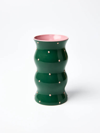 Palma Vase - Green Pink Dotty