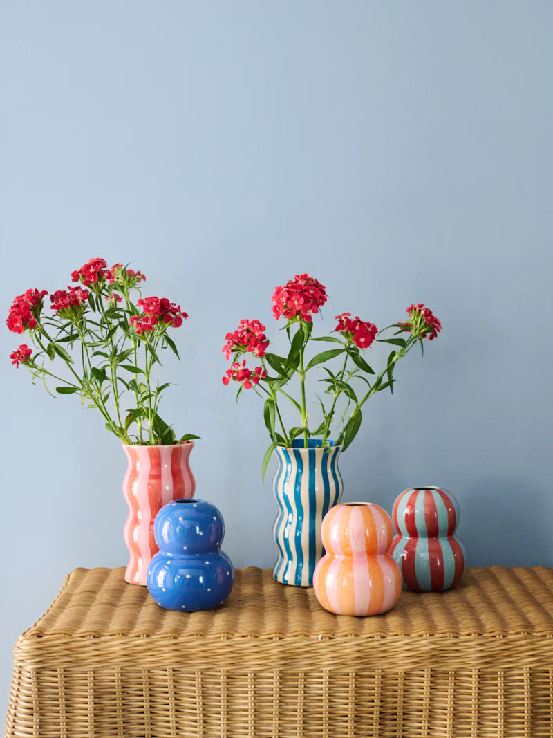 Palma Pink Red Stripe Vase