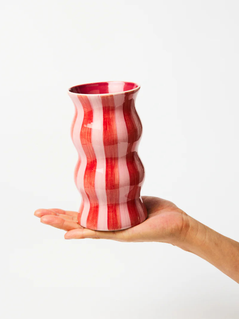 Palma Pink Red Stripe Vase