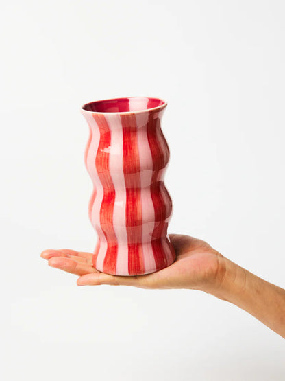 Palma Pink Red Stripe Vase