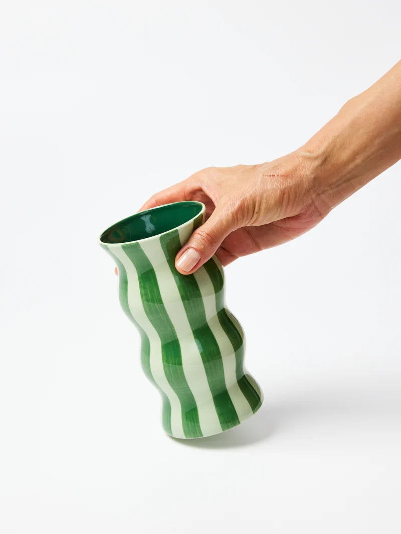 Palma Vase- Tonal Green Stripe