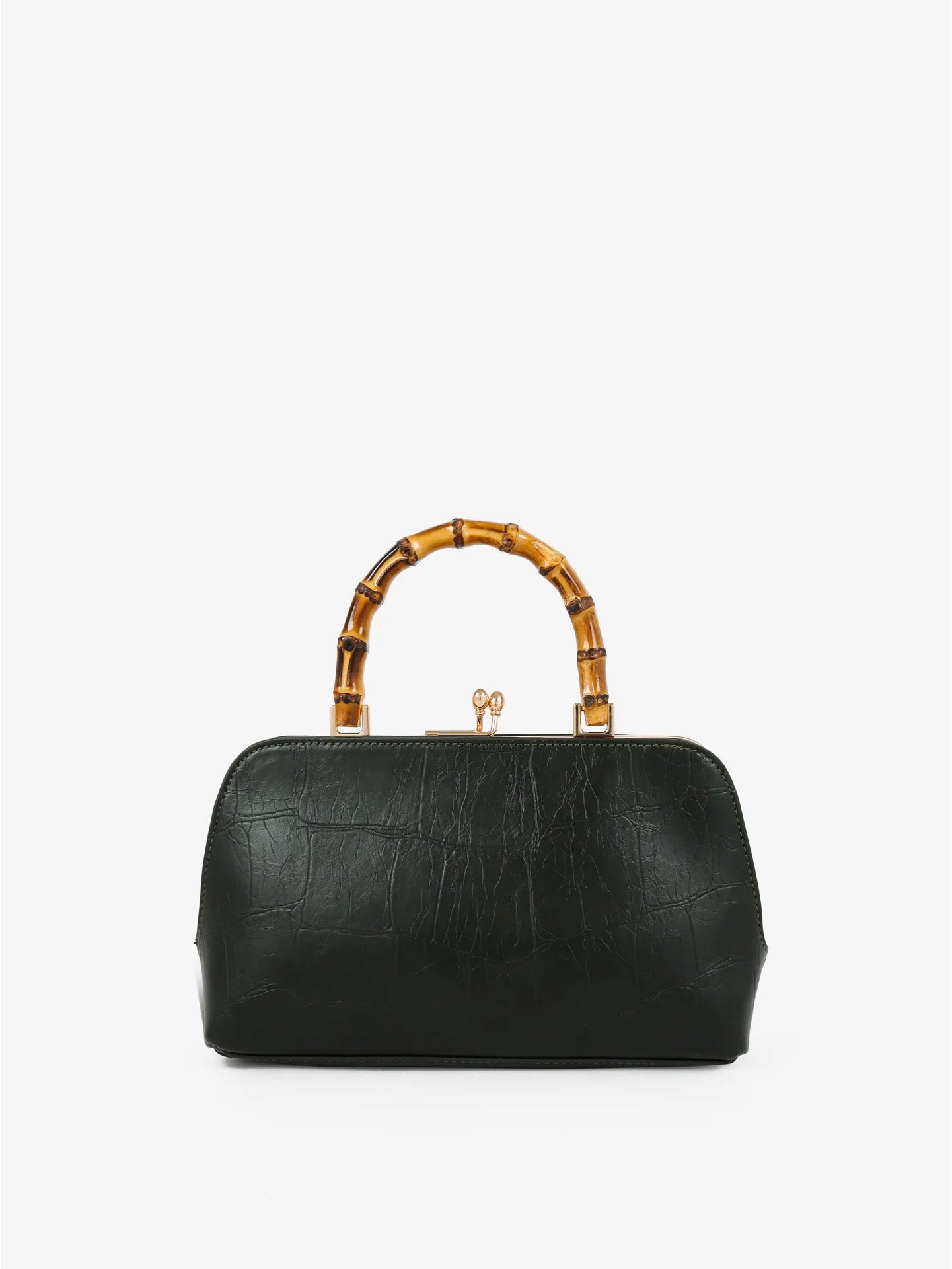 Palmier Green Bamboo Handle Handbag