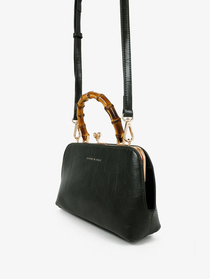 Palmier Green Bamboo Handle Handbag