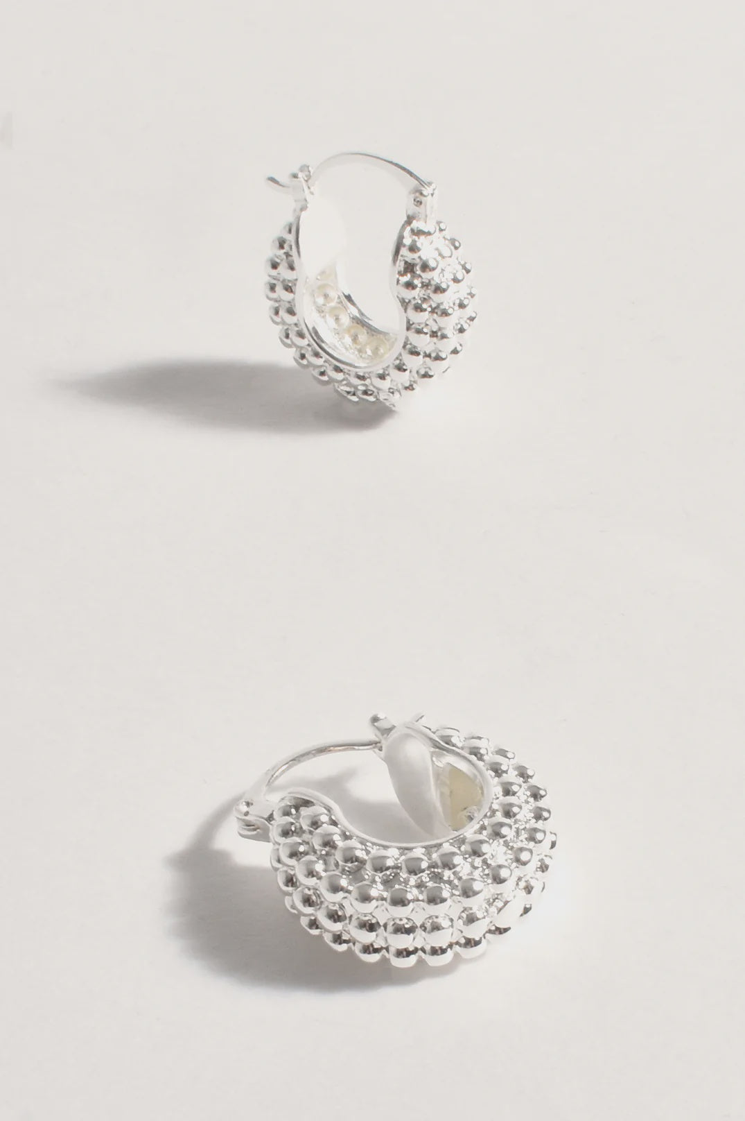 Panel Texture Mini Hoops - Silver