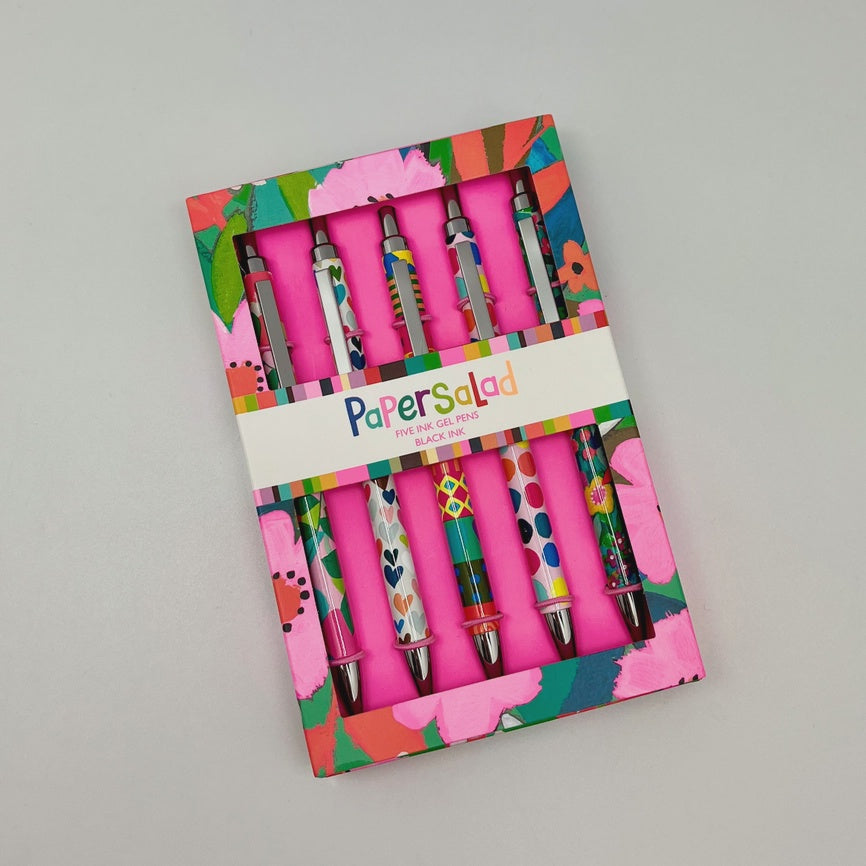 Paper Salad Colourful Flowers Set of 5 Gel Pens