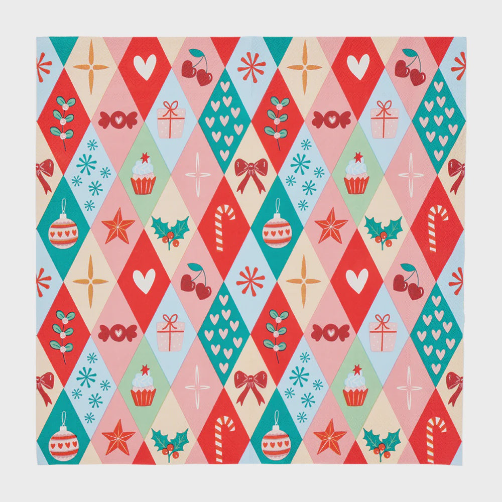 Paper Napkins - Christmas Harlequin Pack of 20
