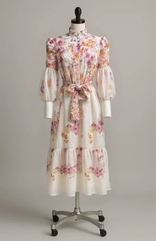 Pastel Floral High Neck Dress