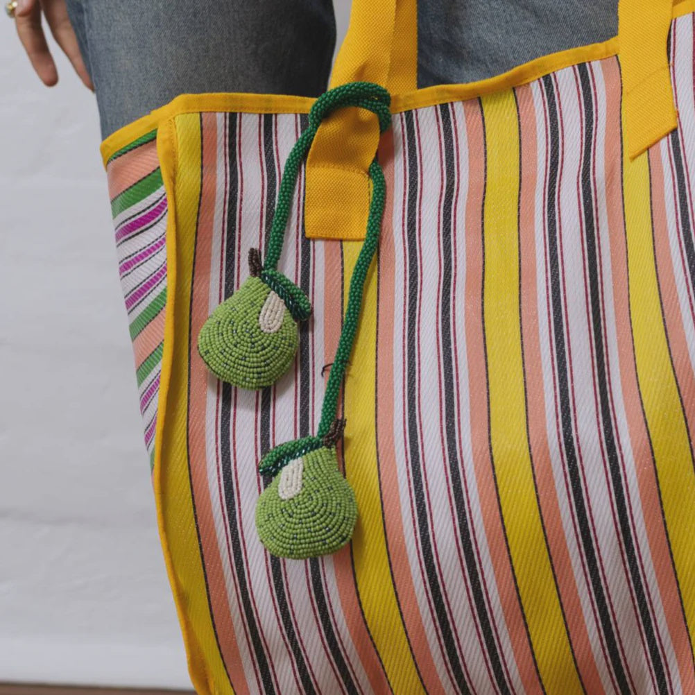 Pear Beaded Tie Bag Charm