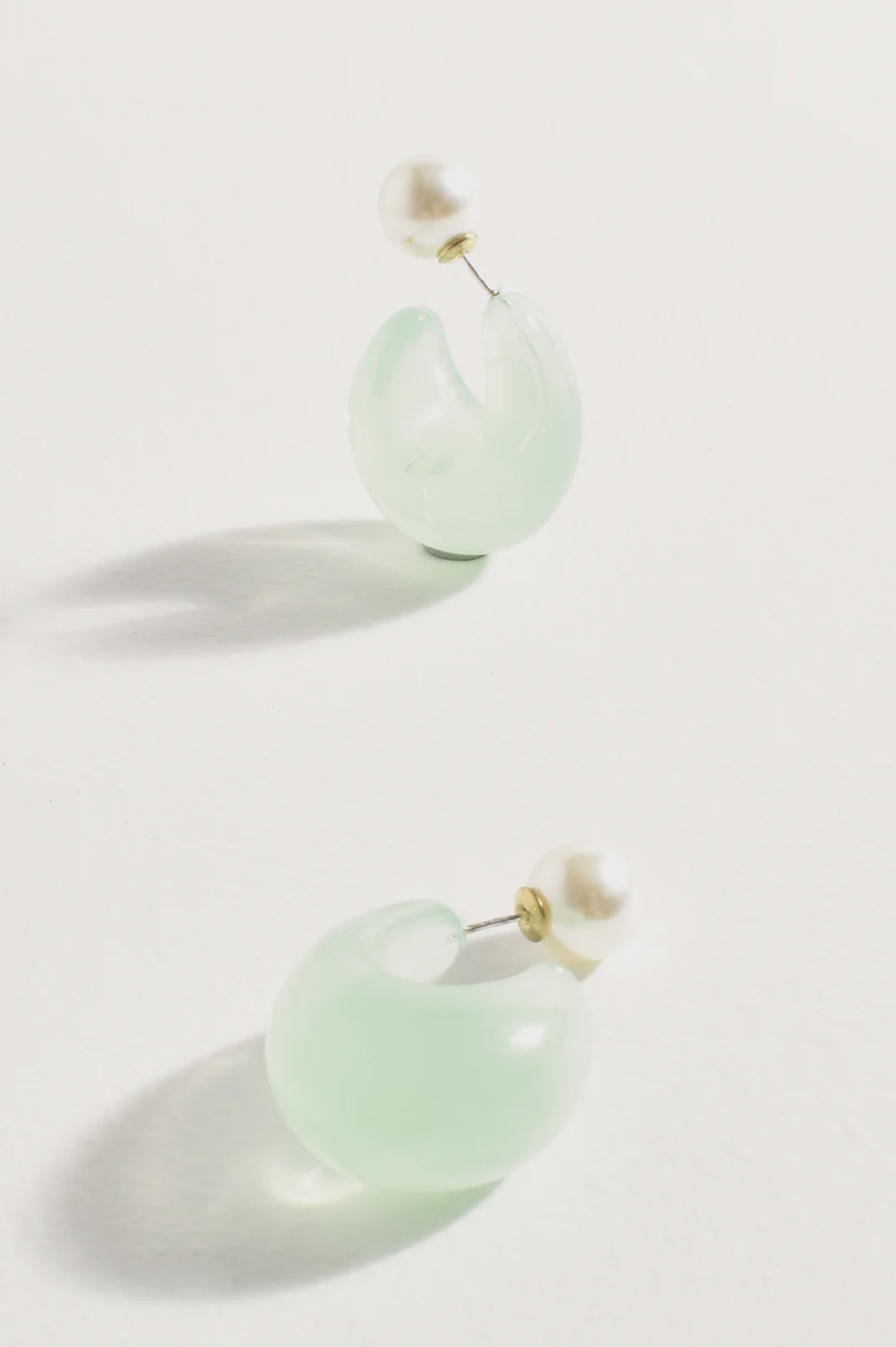 Pearl Back Curved Resin Hoops - Sage