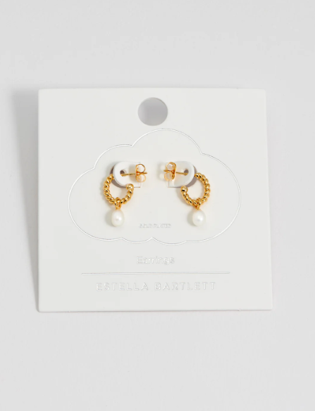 Pearl Drop and Twist Hoop Earrings