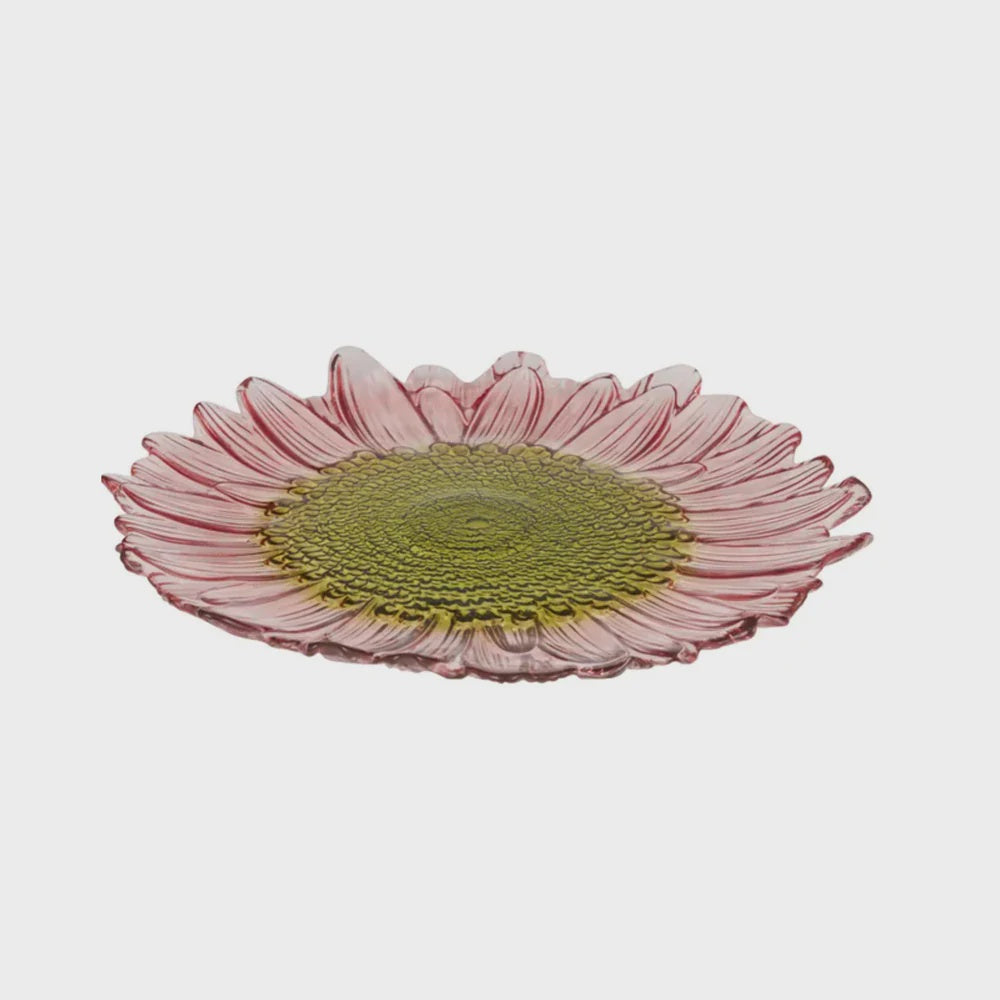 Phoebe Glass Plate 35cm - Pink/Olive