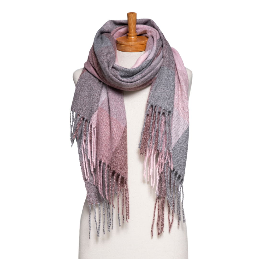 Pink Autumn Checkered Scarf