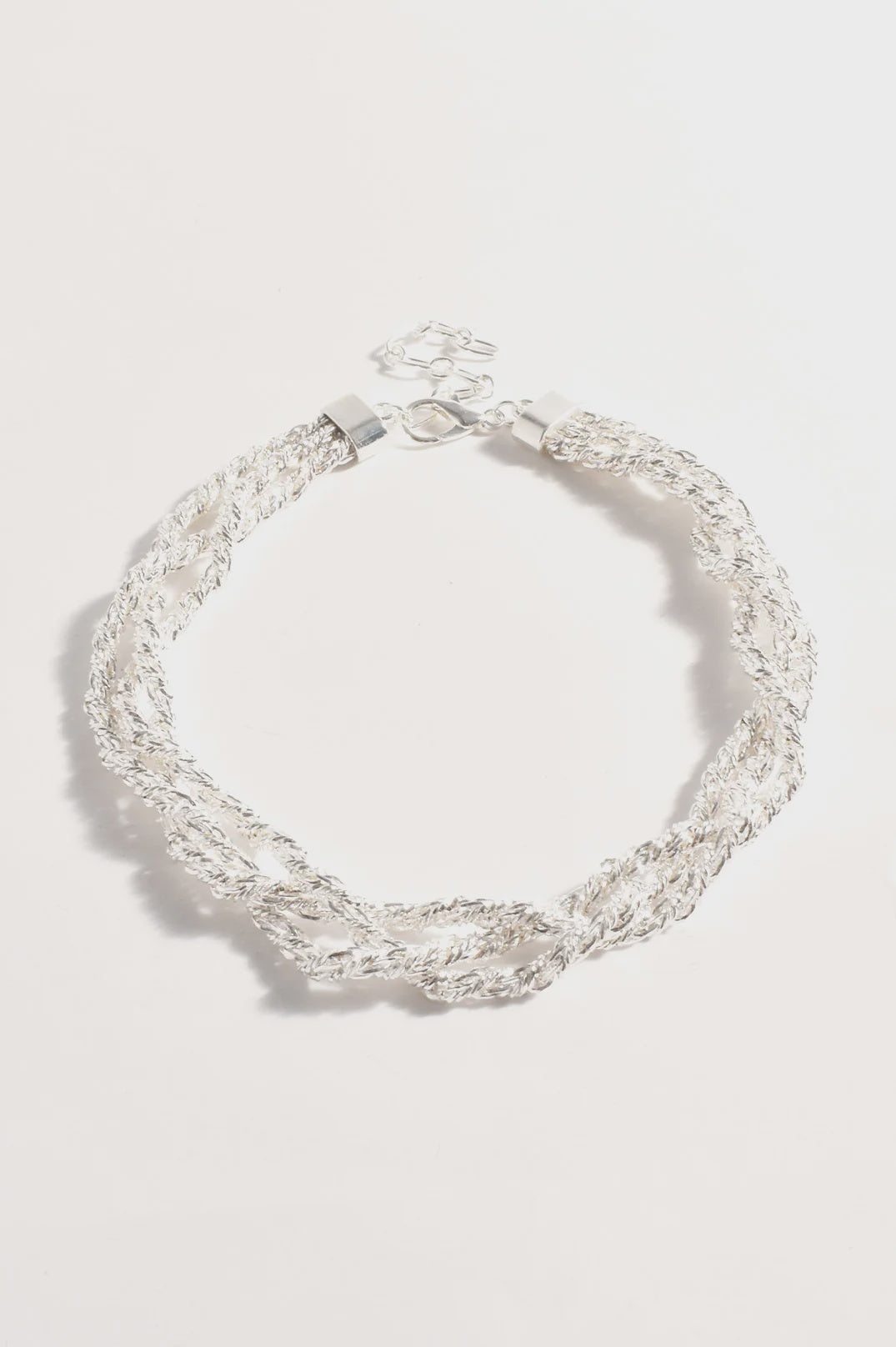 Plaited Interest Chain Short Necklace - Silver