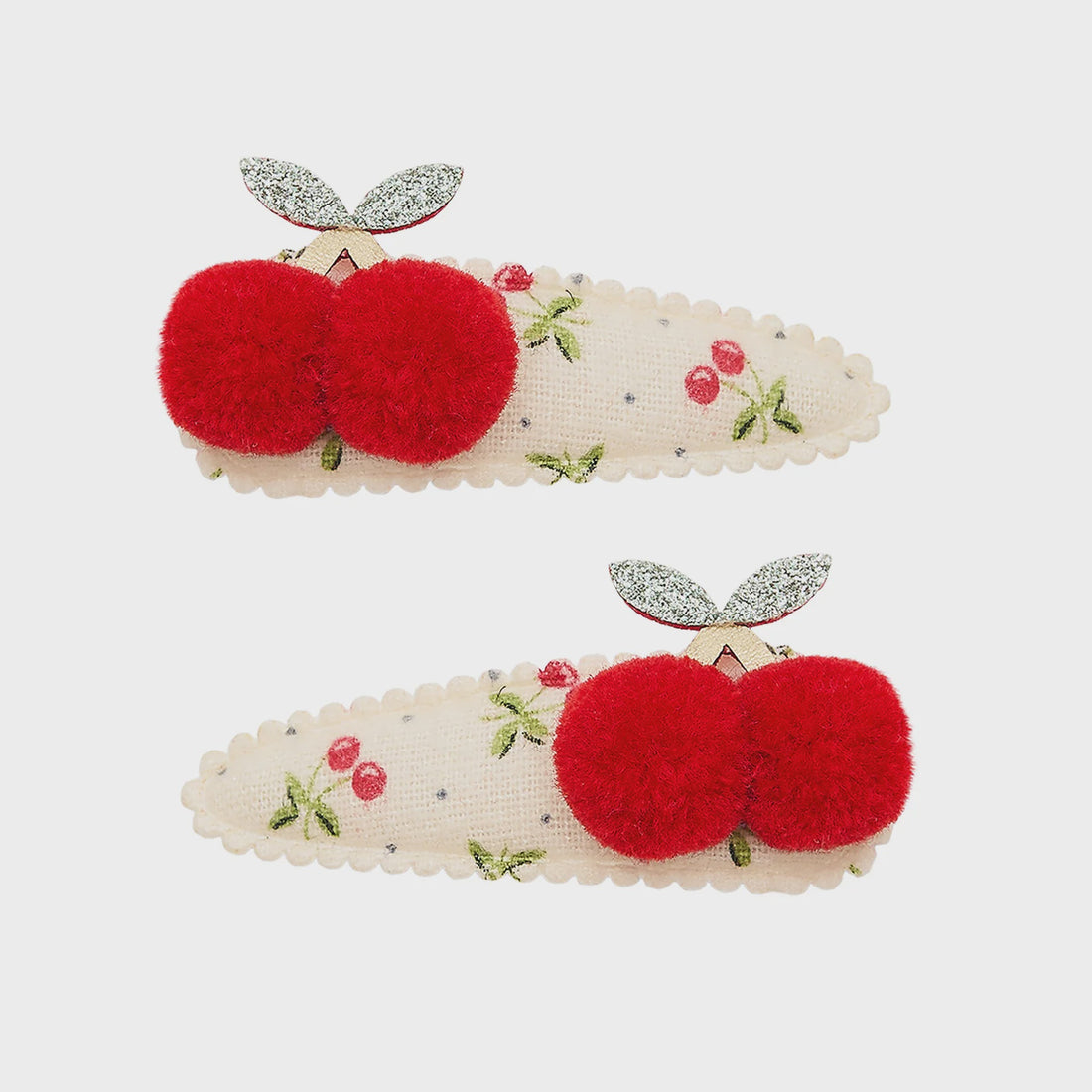Cherry Pom Pom Clic Clac Clips - Set of 2