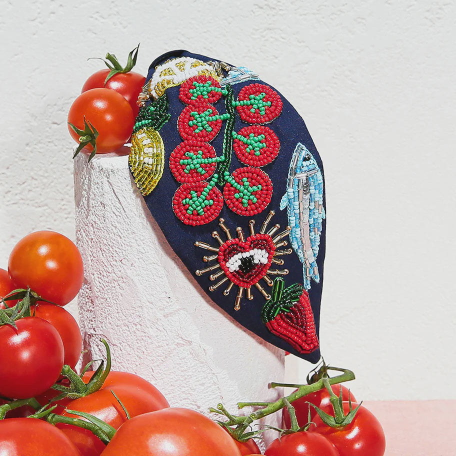 Pomodoro Beaded Headband - Navy