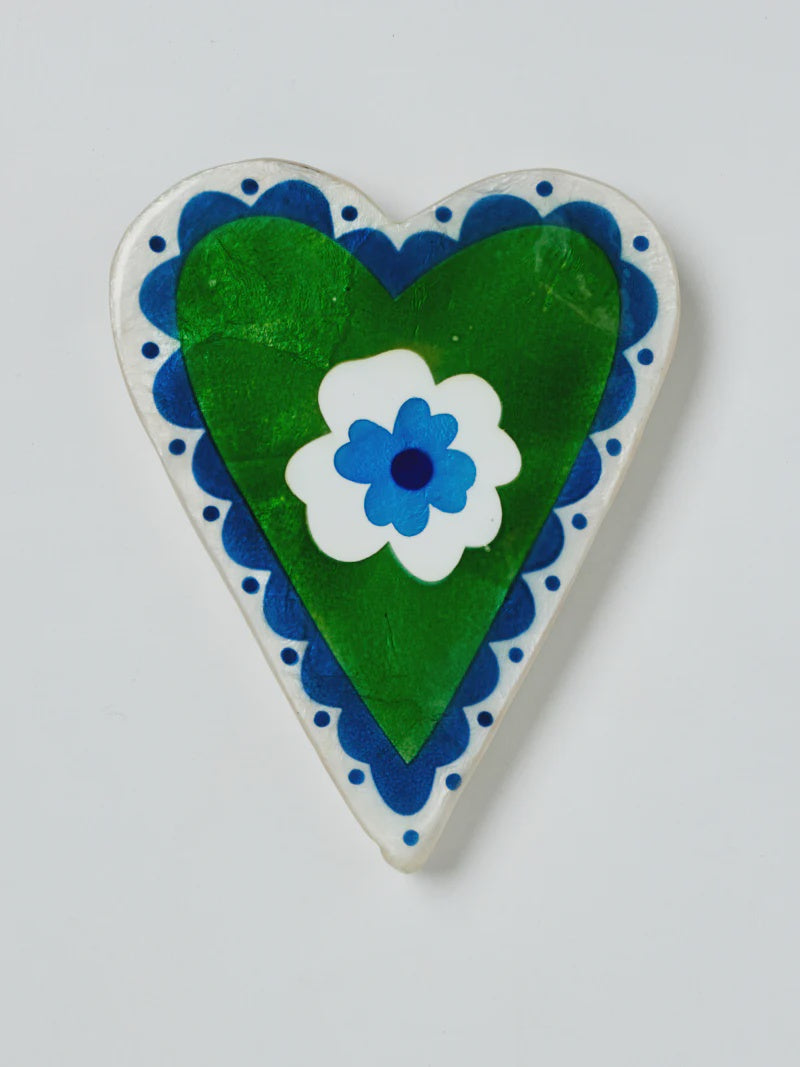 Poppy Green Heart Wall Art