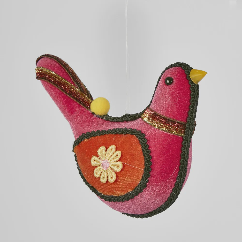 Powers Funky Hanging Bird Christmas Decoration - Pink