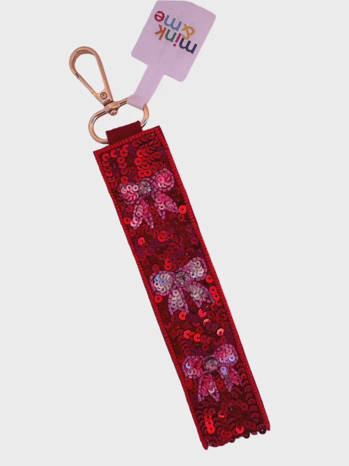 Red Bow Beaded Keychain