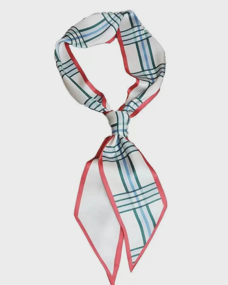 Satin Neck Scarf &amp; Bag Tie - Red Check