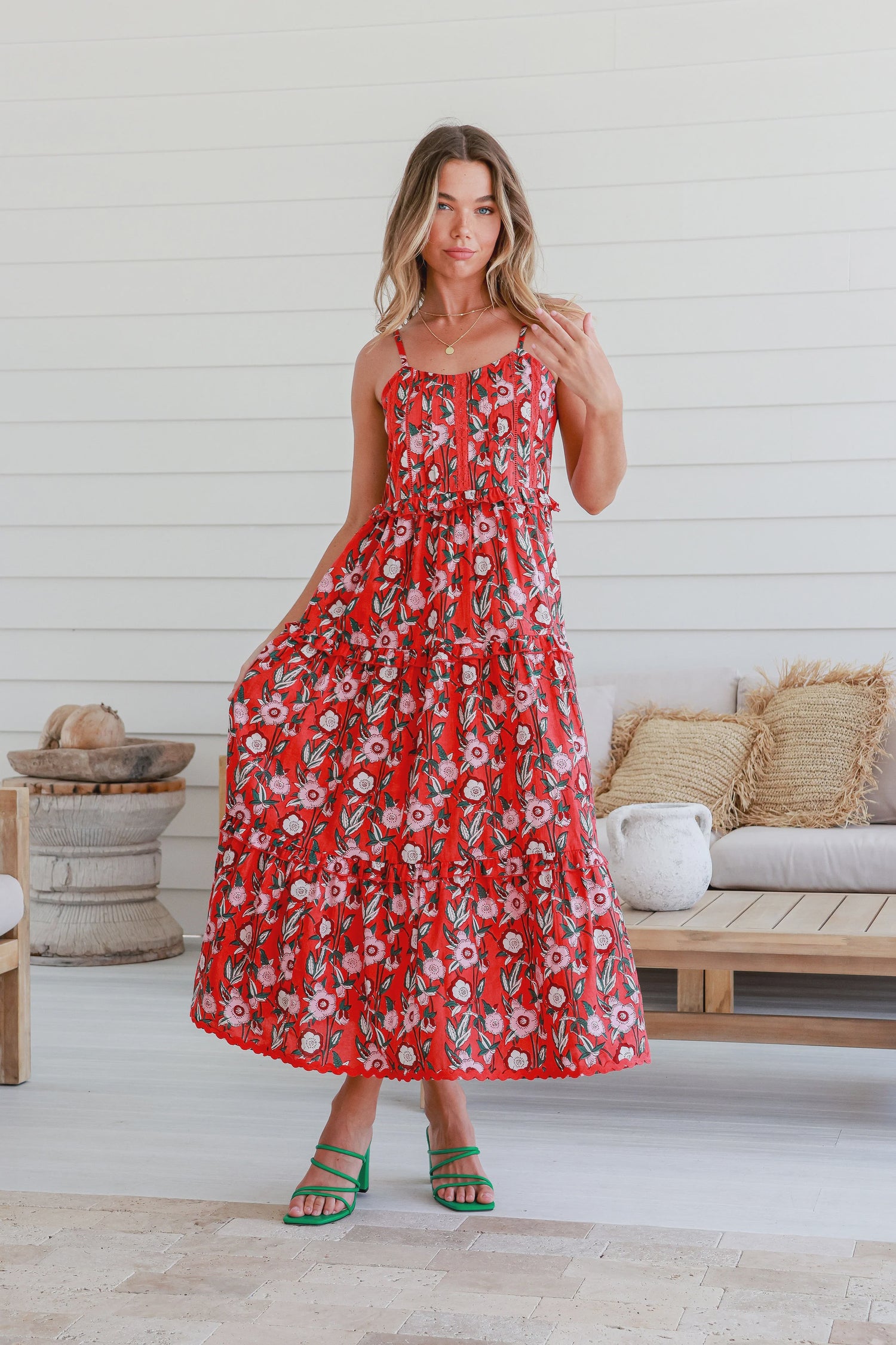 Red Floral Maxi Dress