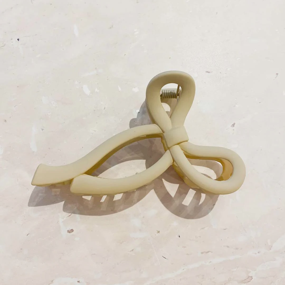 Matte Bow Claw Clip - Beige