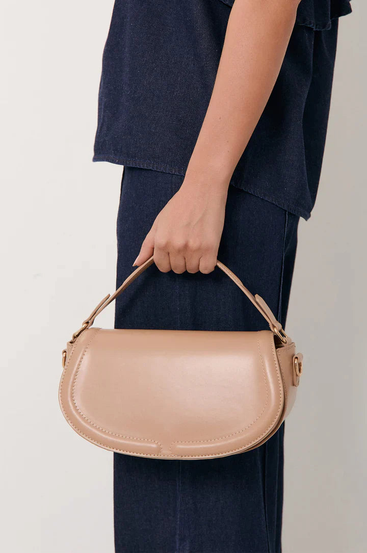Rosalie Rounded Foldover Small Bag - Camel