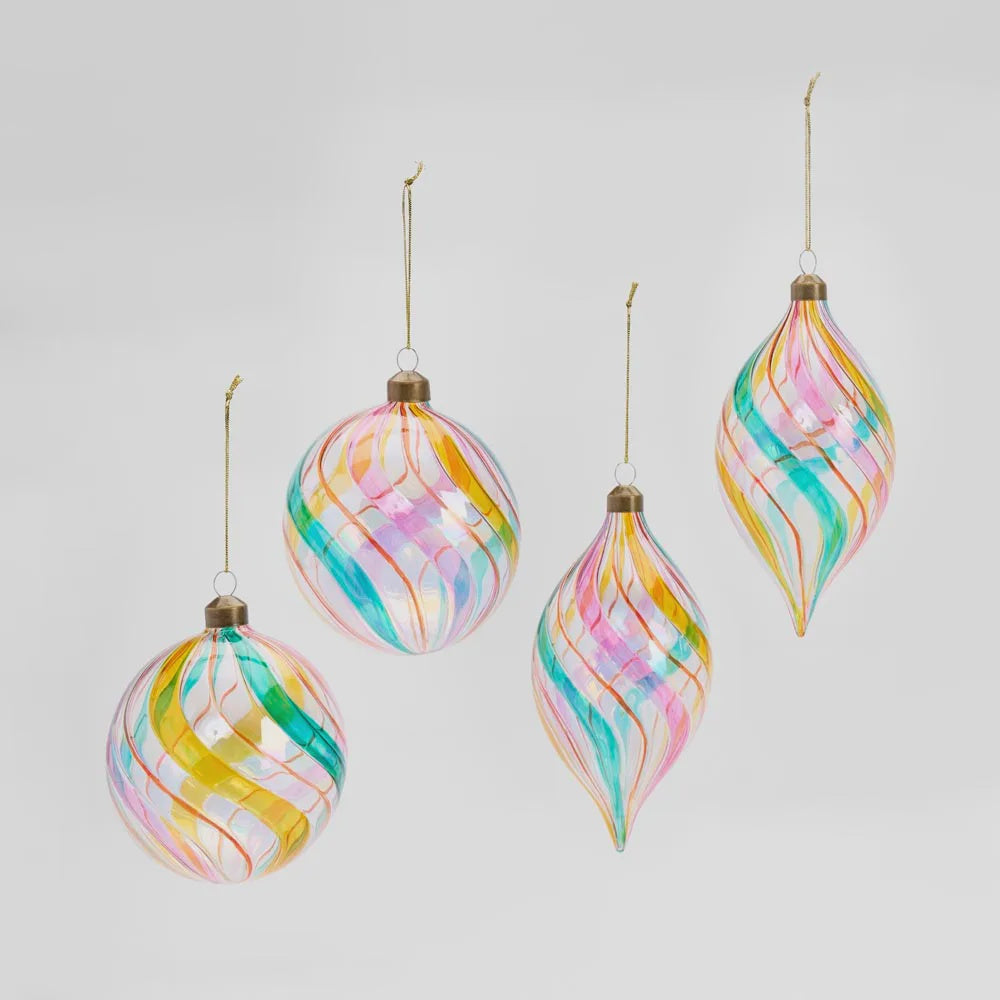 Vintage Rose Glass Baubles Set of 4