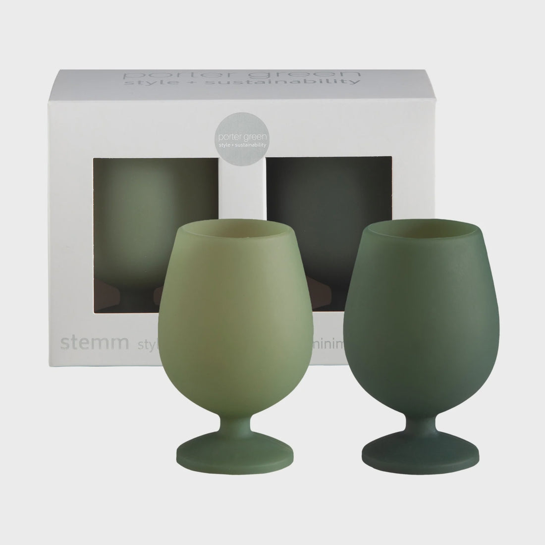 Stemm Silicone Wine Glasses - Sage &amp; Green