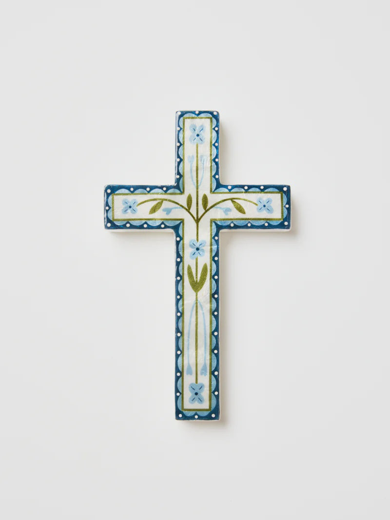 Samira Large Cross Blue Flower