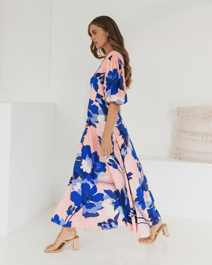 Sapphire Blossom Maxi Dress