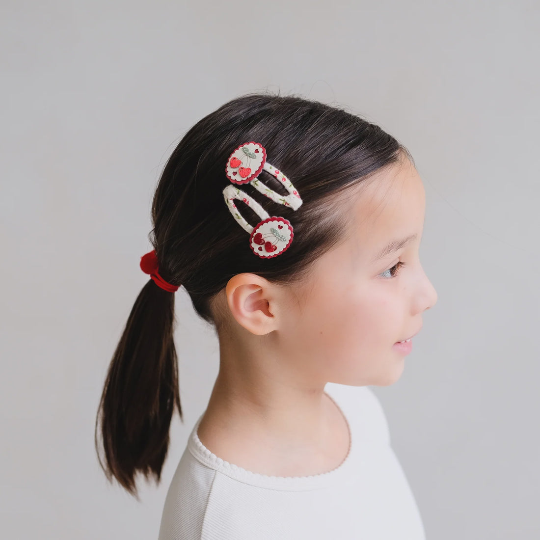 Scallop Framed Cherry Clic Clac Clips - Set of 2