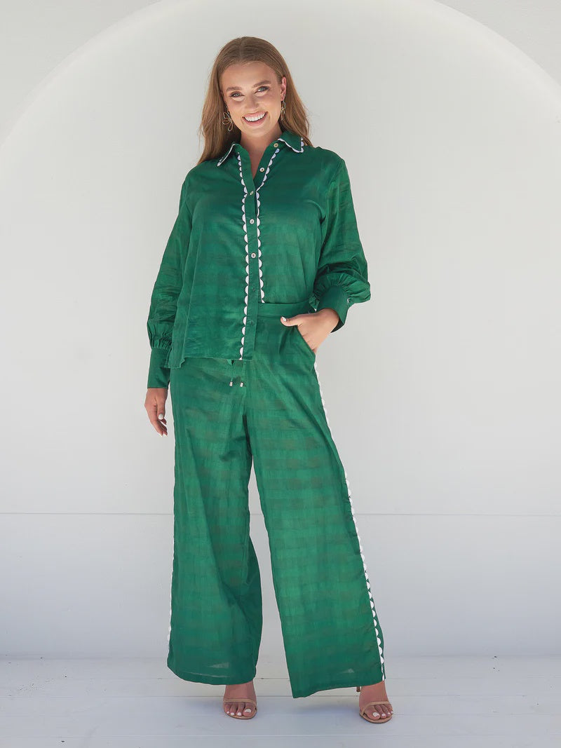 Scarlett Pant - Emerald Dobby