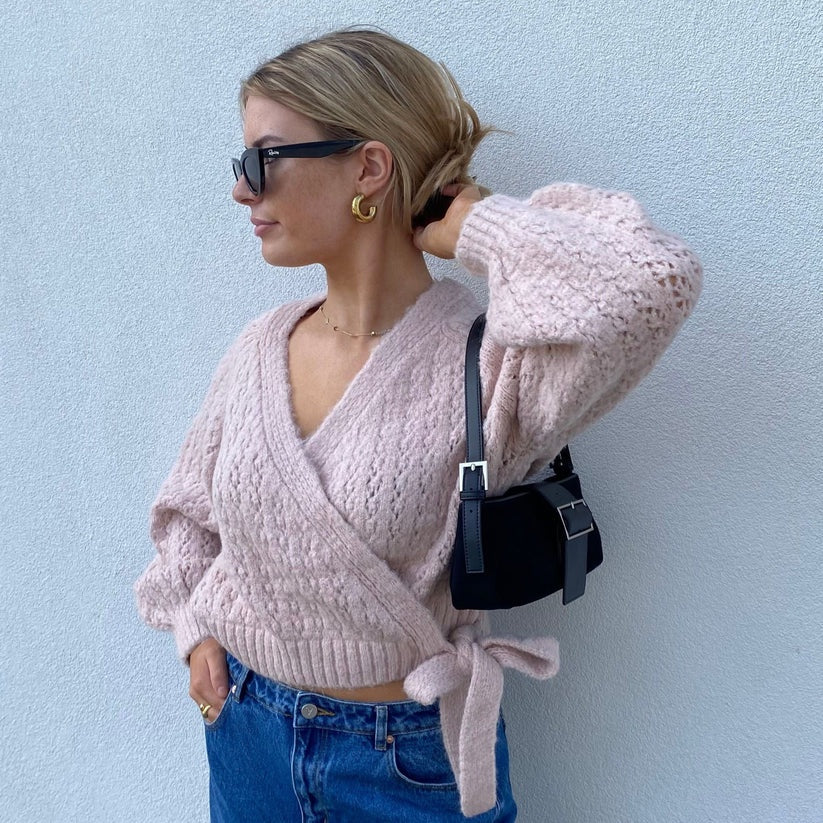 Scarlett Knit Wrap Top - Pink