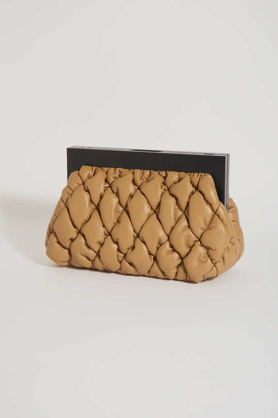 Selma Puffy Quilted Clutch in Camel