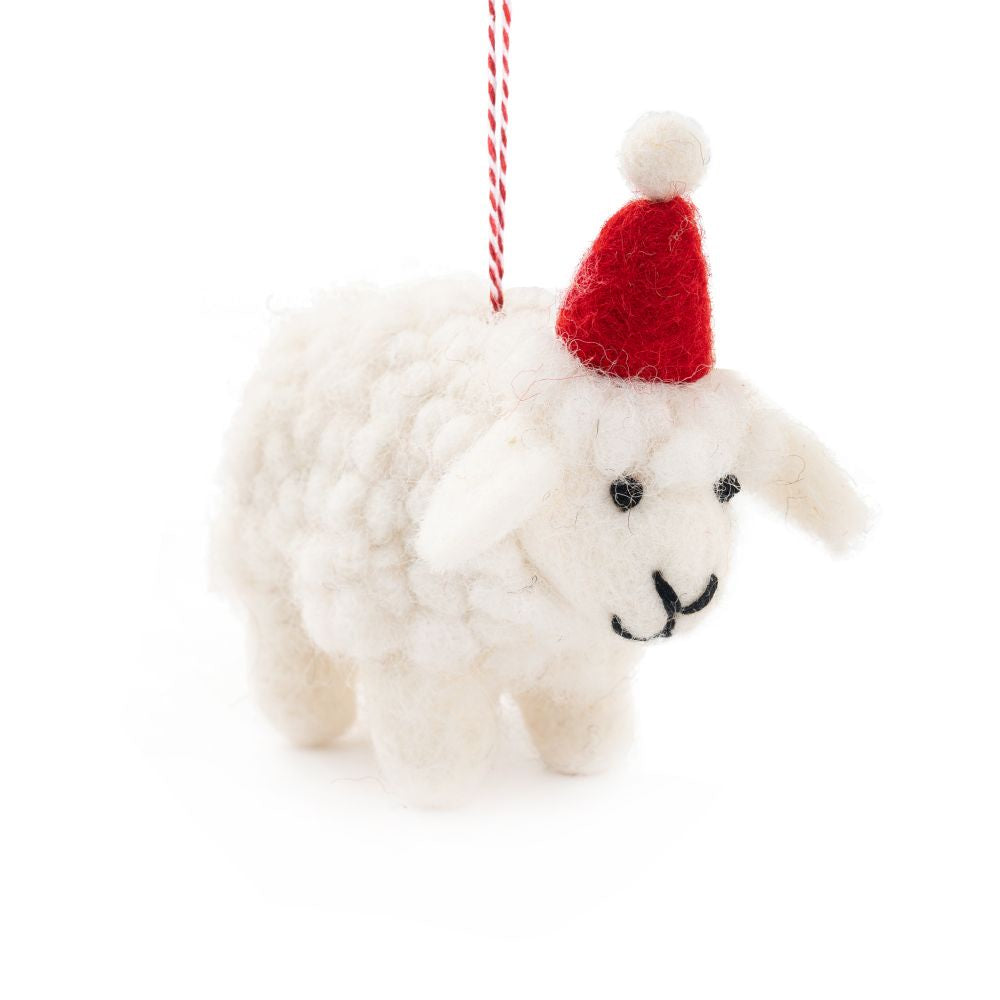White Sheep Felt Hanging Christmas Decoration