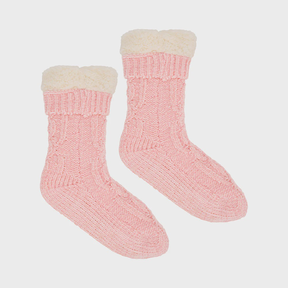 Chenille Lounge Socks - Light Pink
